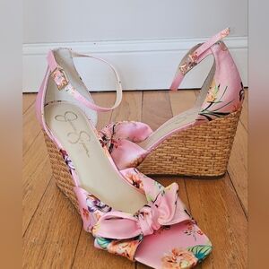 Jessica Simpson Delirah Espadille Pink Floral Wedge Sandals Size 8.5M NEW